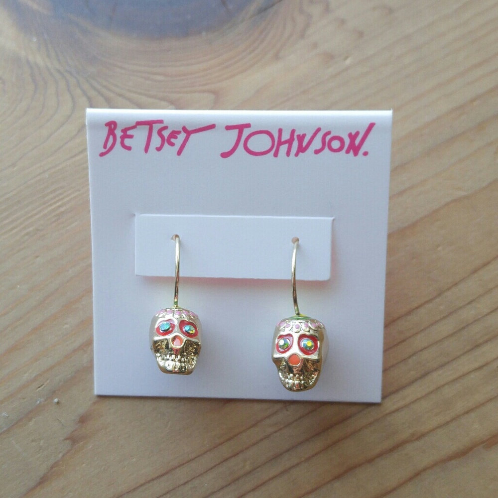 Betsey Johnson Halloween Sugar Skull Earrings